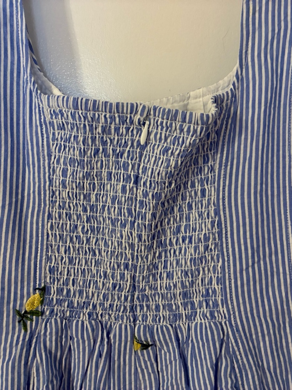 Women’s Free Assembly Blue Striped Lemon Embroidered Dress - Picture 10 of 11